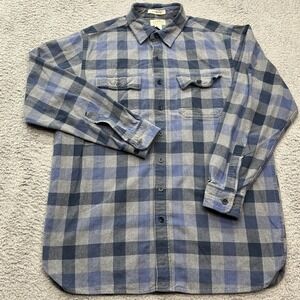 LL‎ Bean Chamois Cloth Shirt Mens Large Tall Traditional Fit Blue Plaid Outdoor